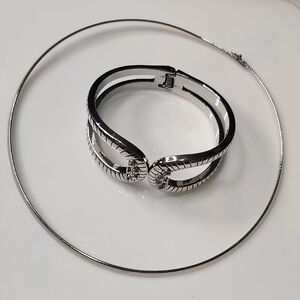 Chic Silver Bracelet and Necklace Set